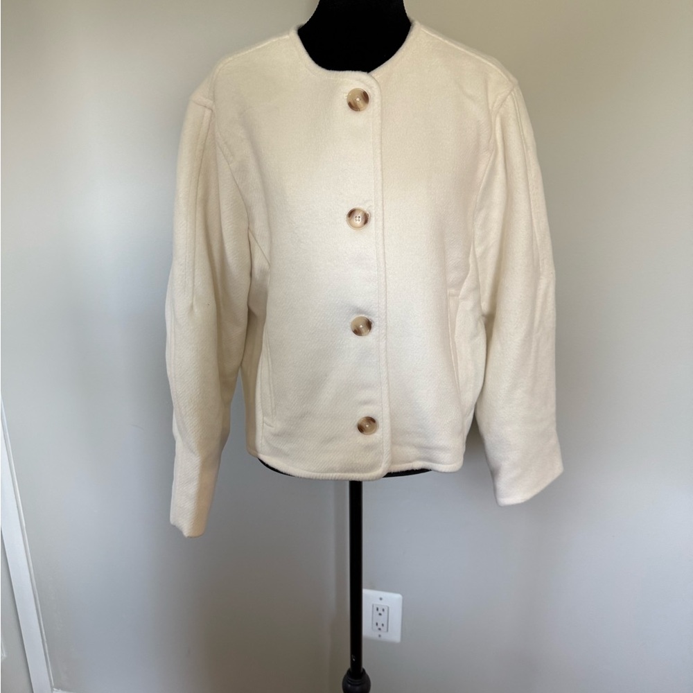 Abercrombie & Fitch Cream Button-Up Blazer
